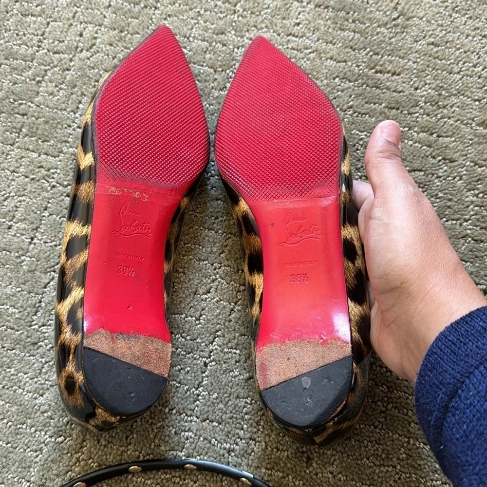 Christian Louboutin Leopard Patent Point Toe Flats - Picture 4 of 11